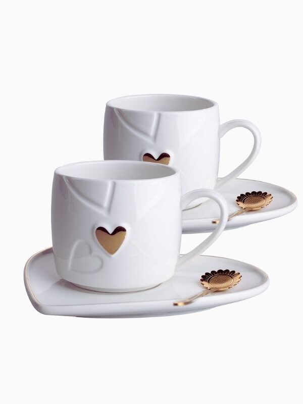 Kaffekopp m. hjertefat 25 cl, 2-pk